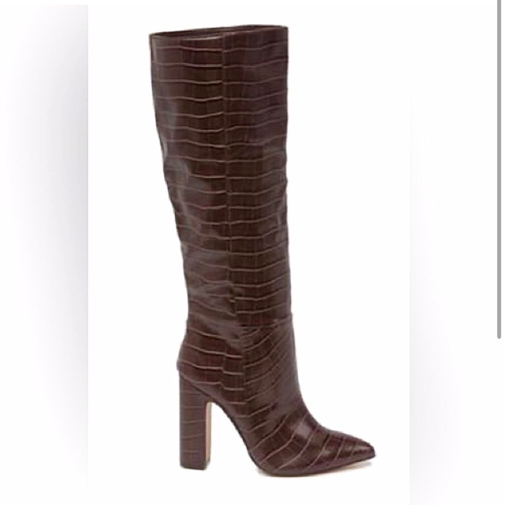 STEVE MADDEN NIKITA Croc Embossed Tall Boots Size 9